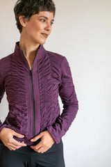 Ruched Zip Front Jacket – Plum Boho Yoga Lightweight Fall Jacket