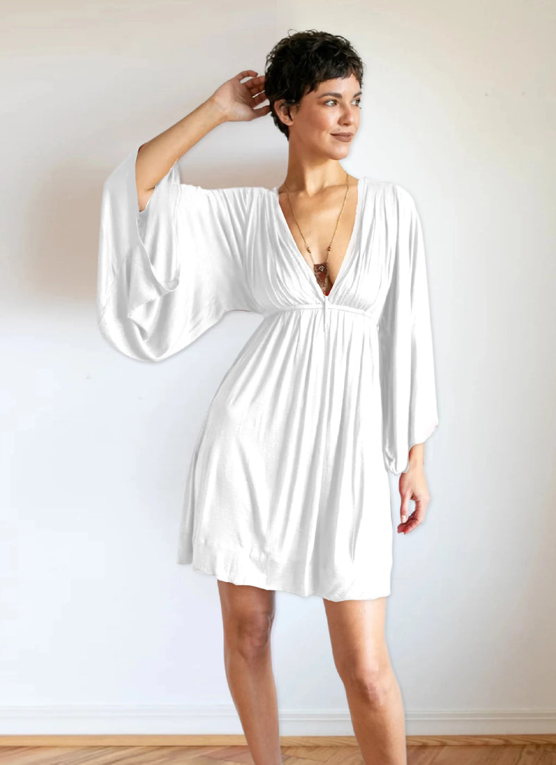 Bell Sleeve Goddess Dress | Boho Fairy Dress in White