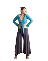 Paris Wide Leg High Waist Gaucho Pants with Fold Over Waistband in Black