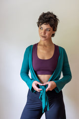 Mocha Ballet Wrap Jacket: Rayon Yoga Shrug