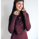 Star Cowl Neck Hoodie Shirt with Thumbholes in Amethyst