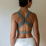 Criss Cross Back Yoga Bra: Amethyst Lavender Crop Top