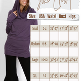 Cowl Neck Hoodie Shirt with Thumbholes in Amethyst