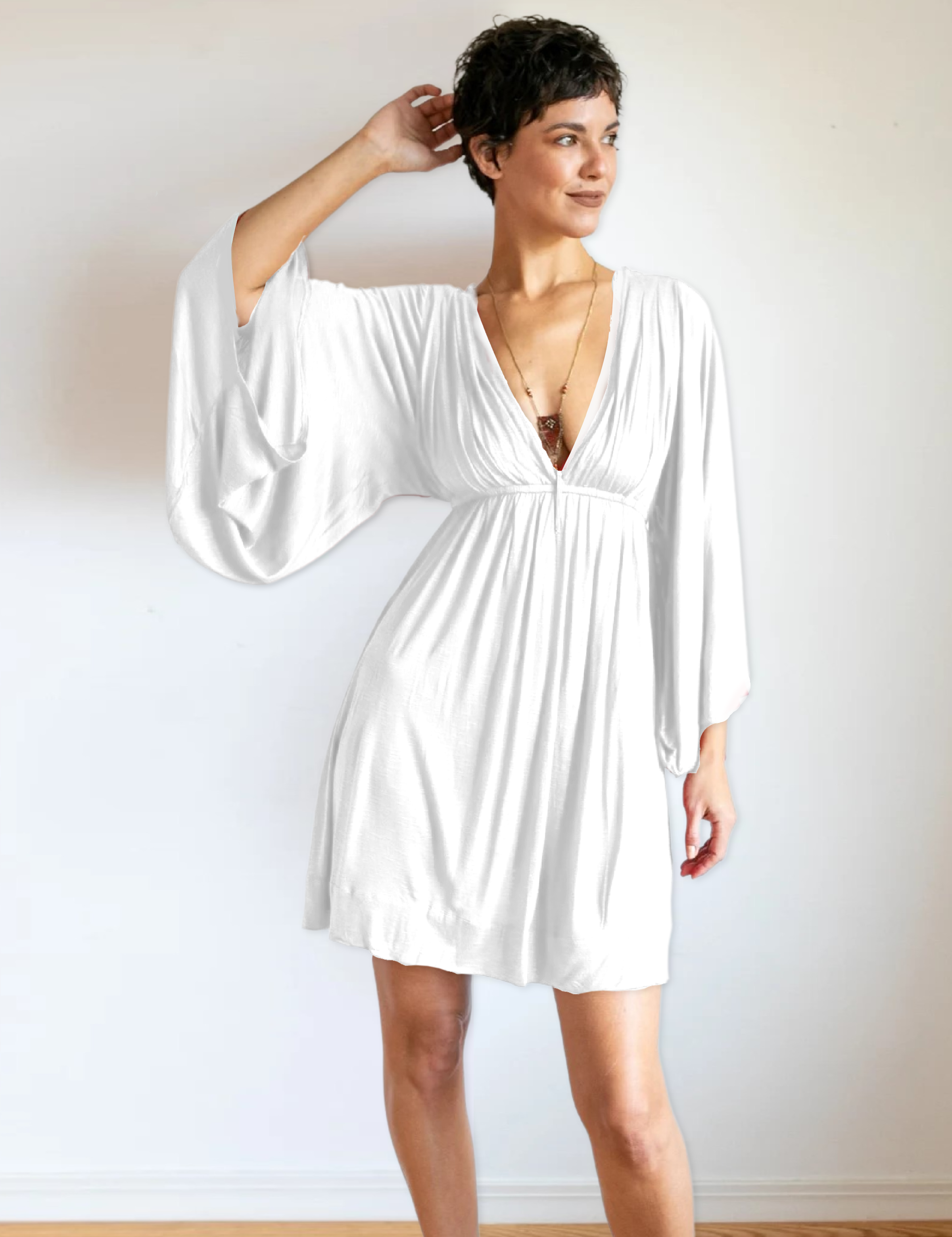 Bell Sleeve White Dress: Boho Greek Goddess Wedding Fairy Festival