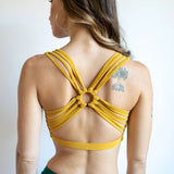 Shanti Criss Cross Back Yoga Sports Bra in Yellow Mustard