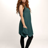 Pixie Sleeveless Hoodie Fairy Dress in Jasper Green