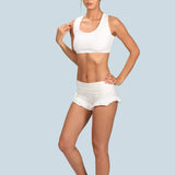 Strappy Criss Cross Back with Ring White Cotton Yoga Sports Bra Tank Top