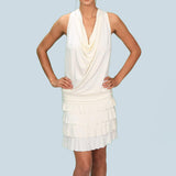 Cowl Front Backless Halter Top in White/Cream