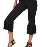Ruffle Bloomer Yoga Flared Pants in Gray