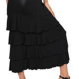Lydia Long Ruffle Maxi Skirt In Black