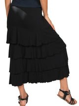 Lydia Long Ruffle Maxi Skirt In Black