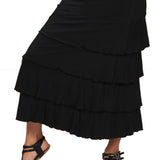 Lydia Long Ruffle Maxi Skirt In Black