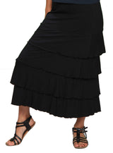 Lydia Long Ruffle Maxi Skirt In Black