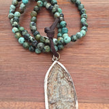 Antique Thai Buddha African Turquoise Mala Prayer Beads Bracelet