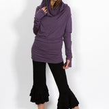 Star Cowl Neck Hoodie Shirt with Thumbholes in Amethyst