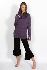 Star Cowl Neck Hoodie Shirt with Thumbholes in Amethyst