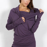 Star Cowl Neck Hoodie Shirt with Thumbholes in Amethyst