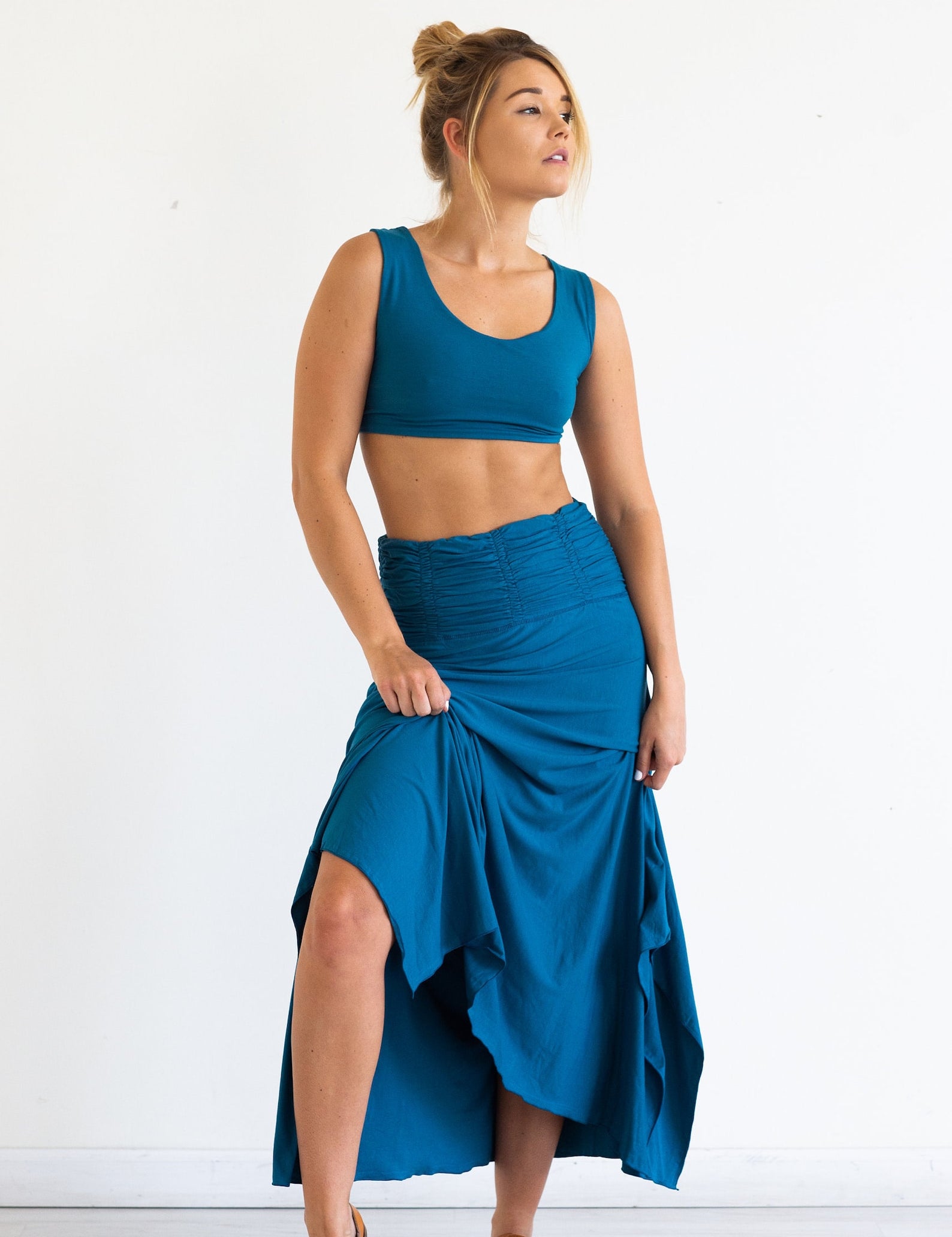 Criss Cross Back Yoga Bra Horizon Blue Crop Top