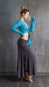 Paris Wide Leg, Flowy, Fold-over Waistband Gaucho Pants, Culottes in Mocha