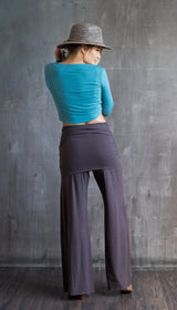Wide-leg Palazzo, Yoga Pants with Boot Cut and Miniskirt in Mocha Brown