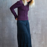 Ruched Zip Front Jacket – Plum Boho Yoga Lightweight Fall Jacket