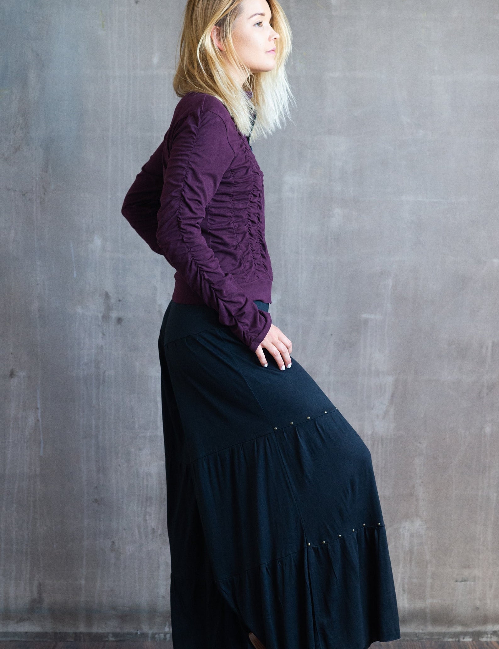 Studded Wide Leg Pants in Black