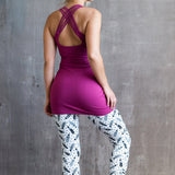 Faith Yoga Strappy Woven Back Tank Top in Dry Rose