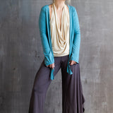 Paris Wide Leg, Flowy, Fold-over Waistband Gaucho Pants, Culottes in Mocha