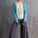 Paris Wide Leg, Flowy, Fold-over Waistband Gaucho Pants, Culottes in Mocha