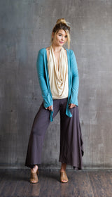 Paris Wide Leg, Flowy, Fold-over Waistband Gaucho Pants, Culottes in Mocha