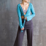 Wide-leg Palazzo Yoga Pants with Boot Cut and Miniskirt in Mocha Brown