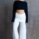 Straight Leg Palazzo Yoga Pants with Miniskirt in White