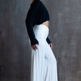 Straight Leg Palazzo Yoga Pants with Miniskirt in White