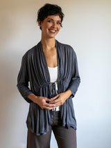 Tie in Front 3/4 Sleeve Jacket Olive