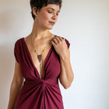 Sexy V Neck Empire Waist Knot Front Wrap Dress