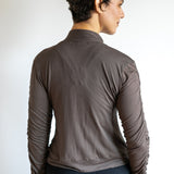 Mrs. Peacock Ruched Zip Front Jacket Mocha