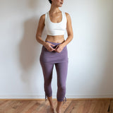 Ruched, Cinched Yoga Leggings with Mini Skirt in Amethyst