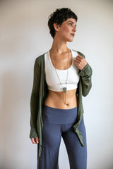 High Waist, Straight Leg, Fold Over Palazzo Pants in Gray