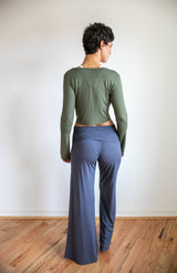 High Waist, Straight Leg, Fold Over Palazzo Pants in Gray