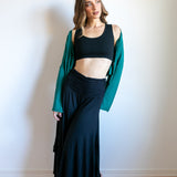 Ruched Waistband Gaucho Pants in Black