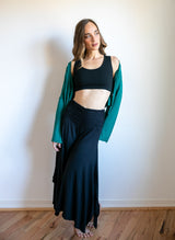 Ruched Waistband Gaucho Pants in Black