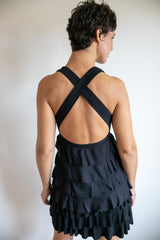 Roxanne Tiered Ruffle Tank Top in Black