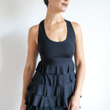 Roxanne Tiered Ruffle Tank Top in Black