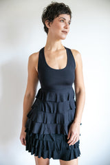 Roxanne Tiered Ruffle Tank Top in Black