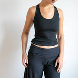 Paris Wide Leg Gaucho Pants, Flared Leg Culottes with Fold Over Waistband in Black