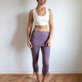 Ruched, Cinched Yoga Leggings with Mini Skirt in Amethyst