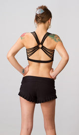 Strappy Yoga Sports Bra Tank Top in Black