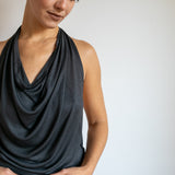 Women's One-piece Cowl Neck Halter Top Backless Yoga Jumpsuit / Romper / Onesie in Smokey Pearl