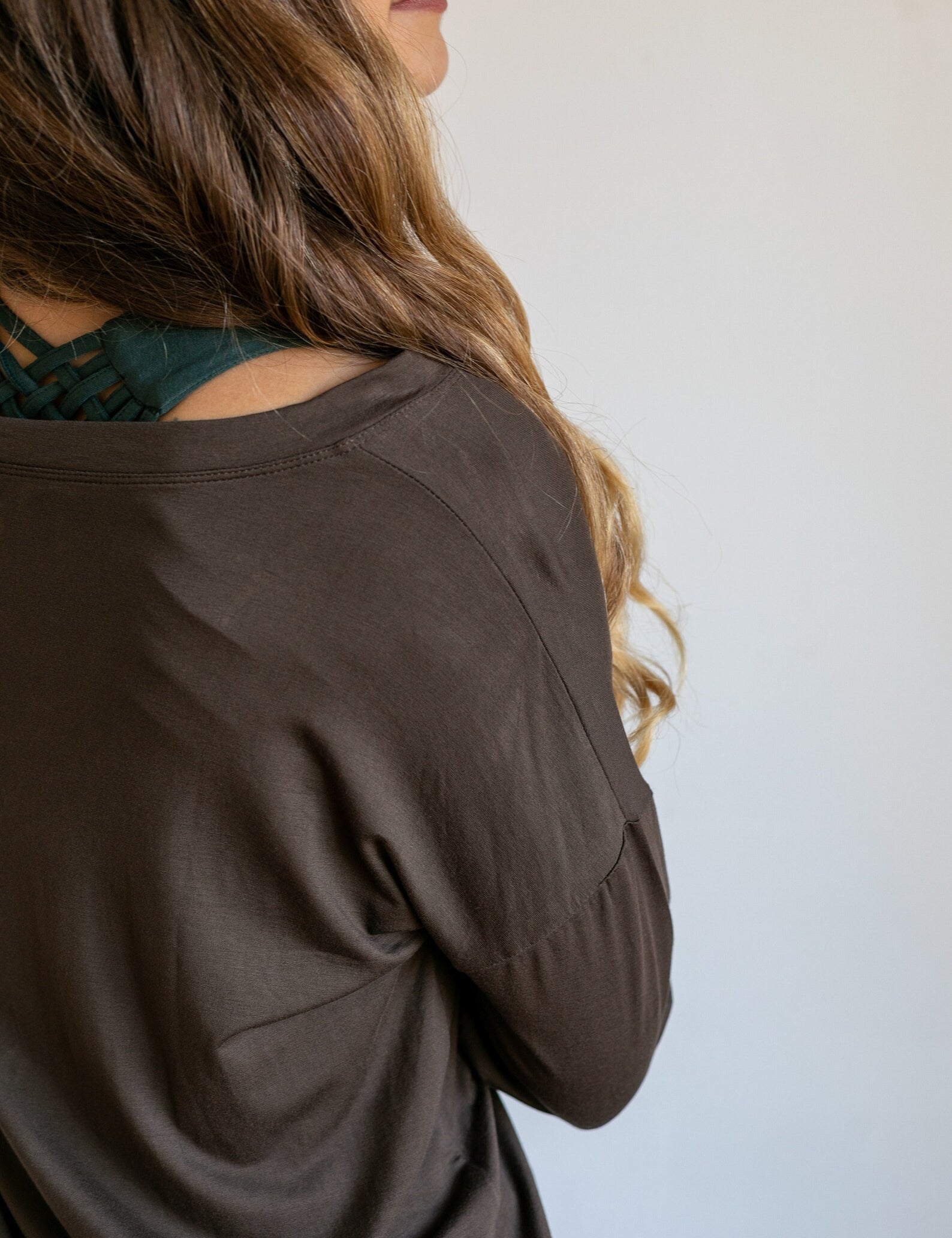 Coconut Button Down Front Sleeve Top in Mocha