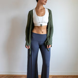 High Waist, Straight Leg, Fold Over Palazzo Pants in Gray